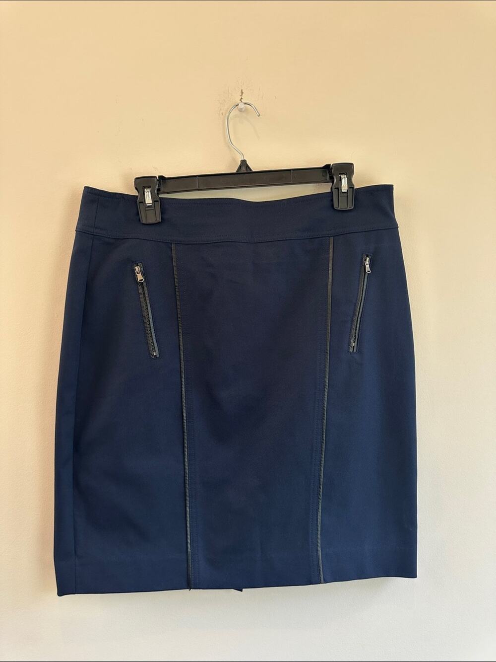 41 Hawthorn Navy Pencil Skirt with Zip Accents